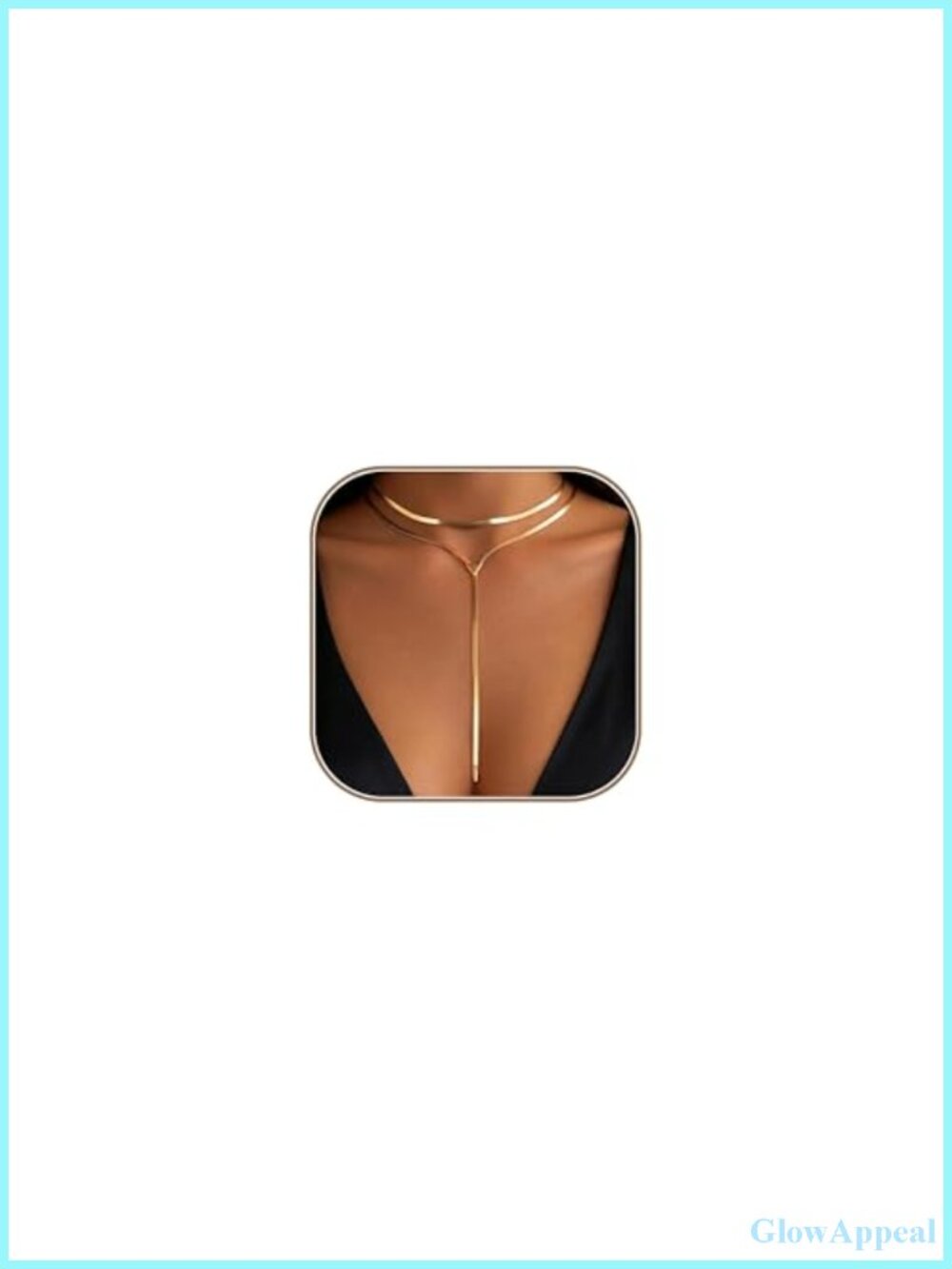 14K Gold Plated Herringbone Layered Y Necklace Adjustable